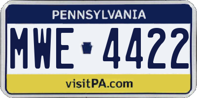PA license plate MWE4422