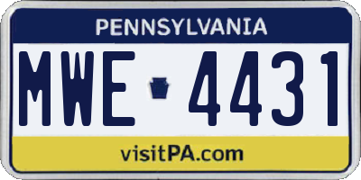 PA license plate MWE4431