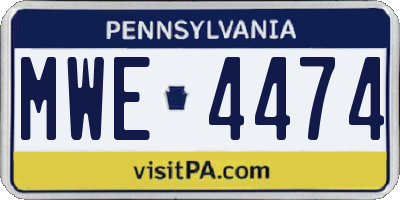 PA license plate MWE4474