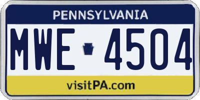 PA license plate MWE4504
