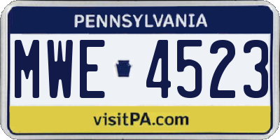 PA license plate MWE4523