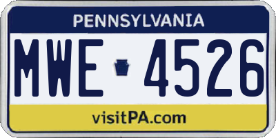 PA license plate MWE4526