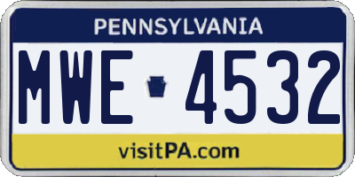 PA license plate MWE4532