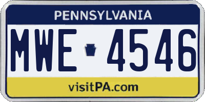 PA license plate MWE4546