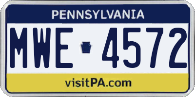 PA license plate MWE4572