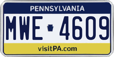 PA license plate MWE4609