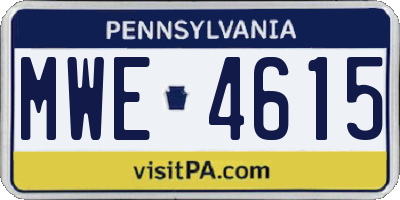PA license plate MWE4615