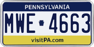 PA license plate MWE4663