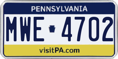 PA license plate MWE4702