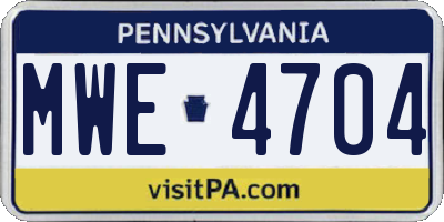 PA license plate MWE4704
