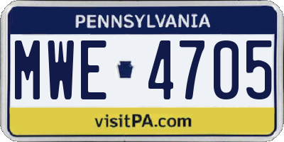 PA license plate MWE4705