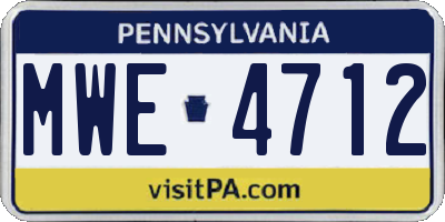 PA license plate MWE4712