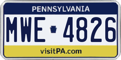PA license plate MWE4826