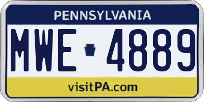 PA license plate MWE4889