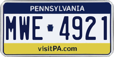 PA license plate MWE4921
