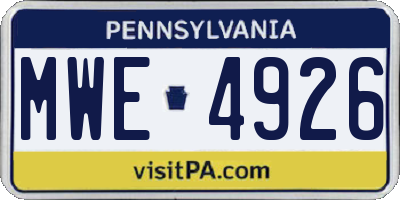 PA license plate MWE4926