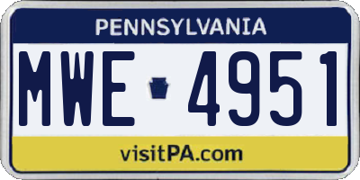PA license plate MWE4951