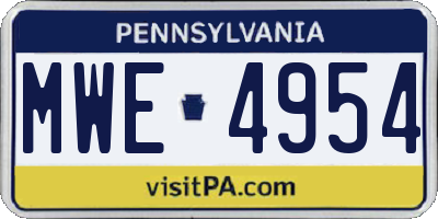 PA license plate MWE4954