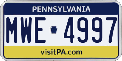 PA license plate MWE4997