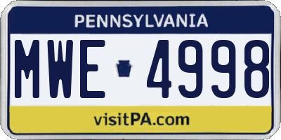 PA license plate MWE4998