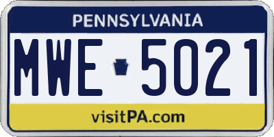 PA license plate MWE5021