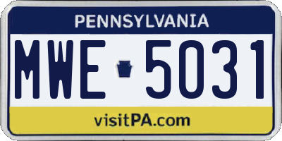 PA license plate MWE5031