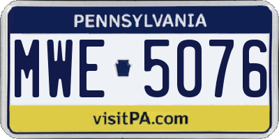 PA license plate MWE5076