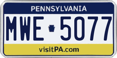PA license plate MWE5077