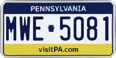 PA license plate MWE5081