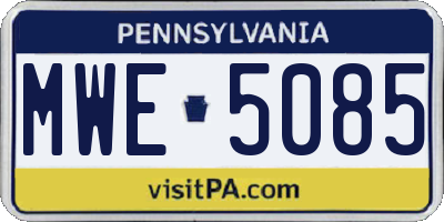 PA license plate MWE5085