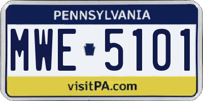 PA license plate MWE5101