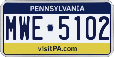 PA license plate MWE5102