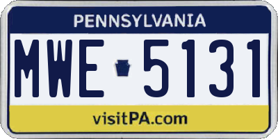 PA license plate MWE5131