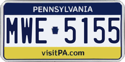 PA license plate MWE5155