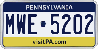 PA license plate MWE5202