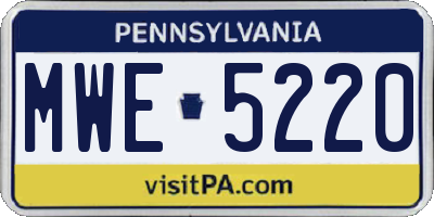 PA license plate MWE5220