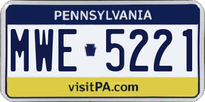 PA license plate MWE5221