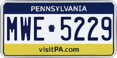 PA license plate MWE5229