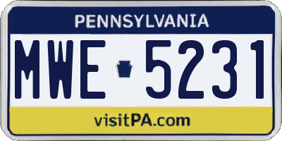 PA license plate MWE5231