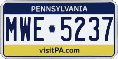 PA license plate MWE5237