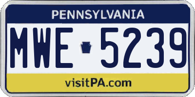 PA license plate MWE5239