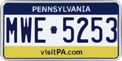 PA license plate MWE5253