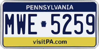 PA license plate MWE5259