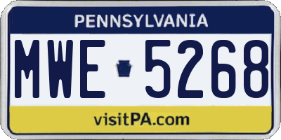 PA license plate MWE5268