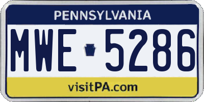 PA license plate MWE5286