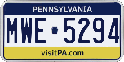 PA license plate MWE5294