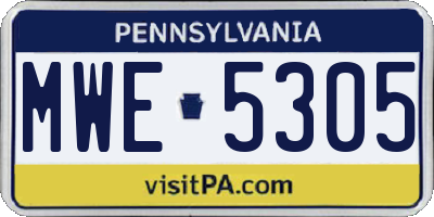PA license plate MWE5305