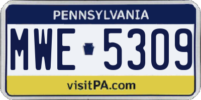 PA license plate MWE5309