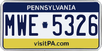 PA license plate MWE5326