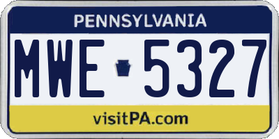 PA license plate MWE5327